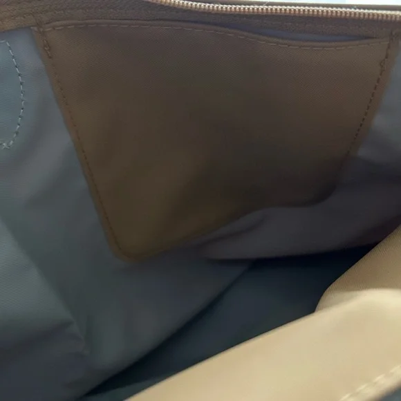 Longchamp Le Pliage Medium Nylon Shoulder Tote-Fawn with Brown Leather Handles - Picture 15 of 16